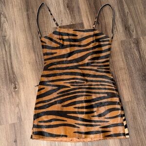 Understated Leather Tiger Print Mini Dress